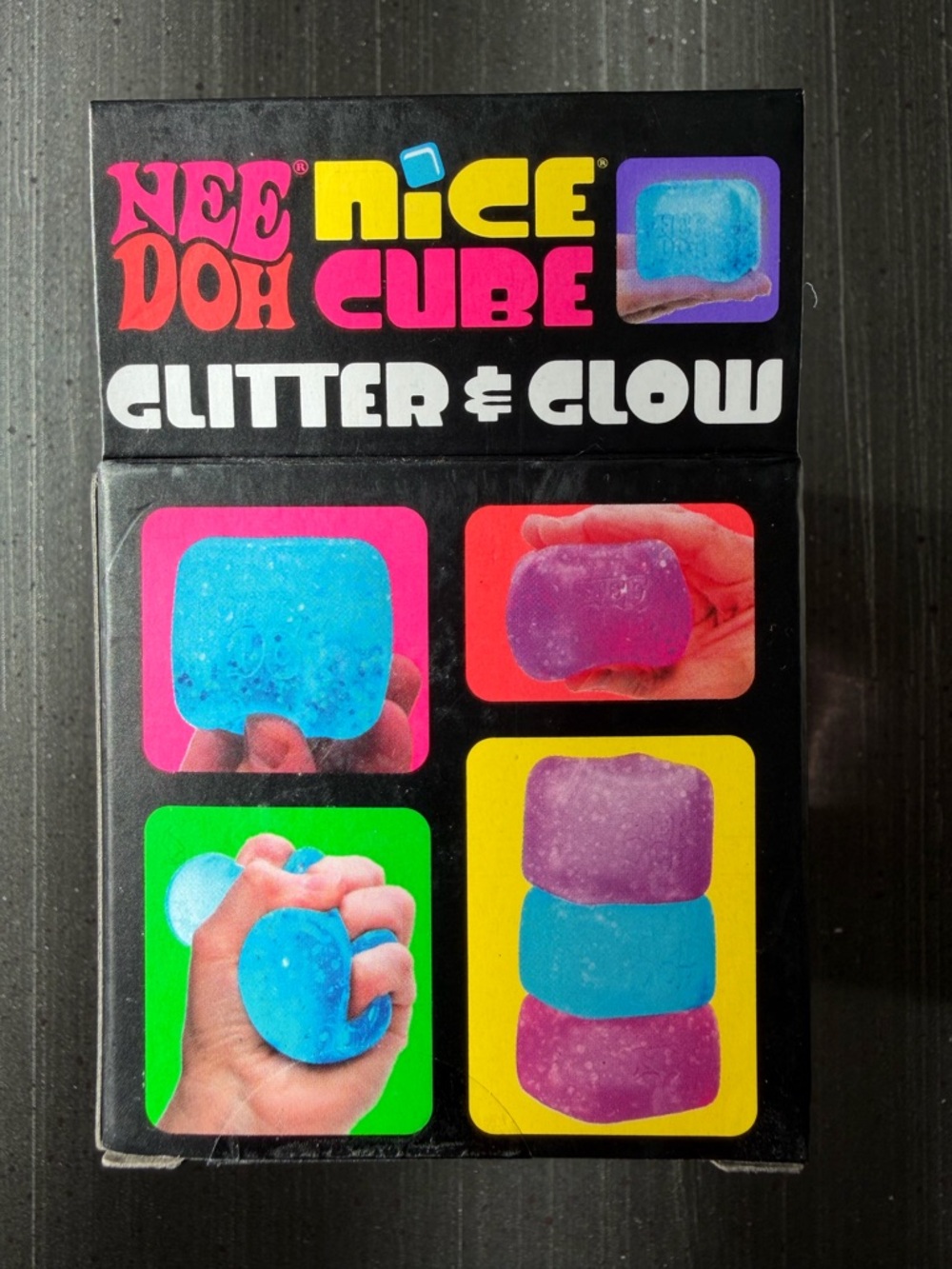 Nee Doh Nice Cube Glitter & Glow Blue Super Solid Squish - Picture 4 of 4